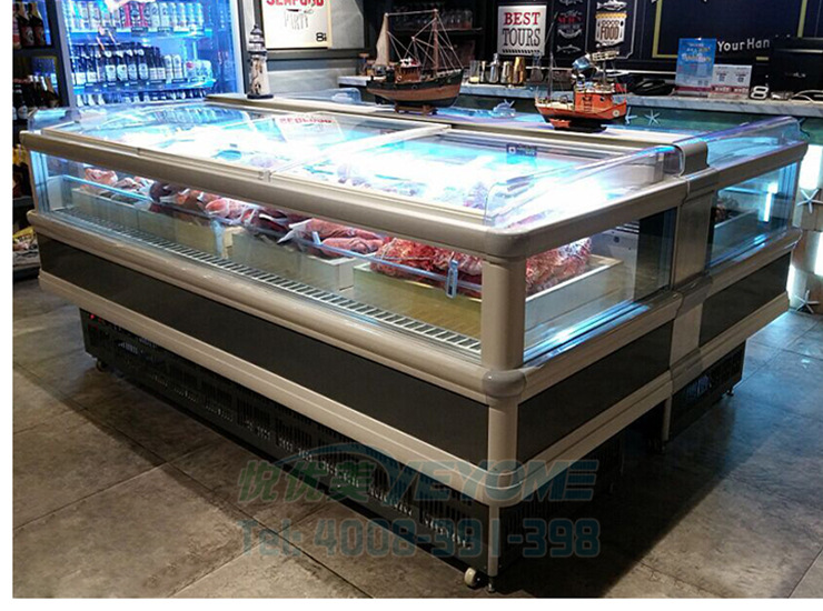 風冷速凍島柜 超市低溫臥式冷凍展示柜肉食品急凍冰柜悅優(yōu)美直銷
