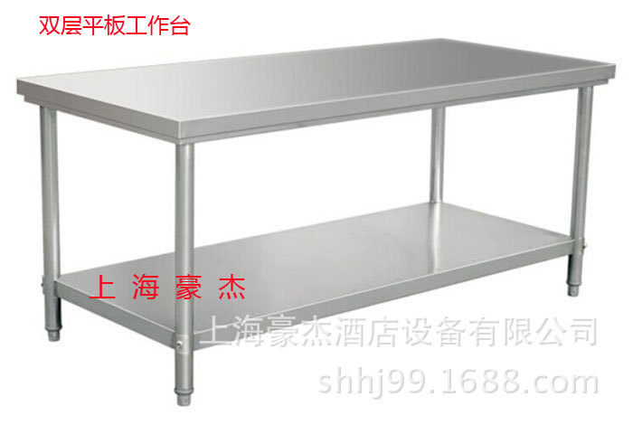 商用不銹鋼簡(jiǎn)易工作臺(tái)雙層工作柜 操作臺(tái)打荷臺(tái)移門(mén)拉門(mén)單通雙通