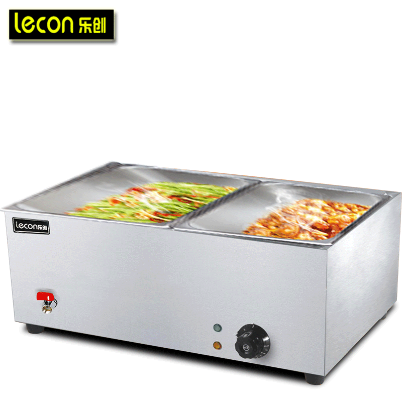 樂創(chuàng)商用電熱保溫湯池深湯菜爐3/6/8/10盆暖湯爐保溫售飯臺(tái)快餐車